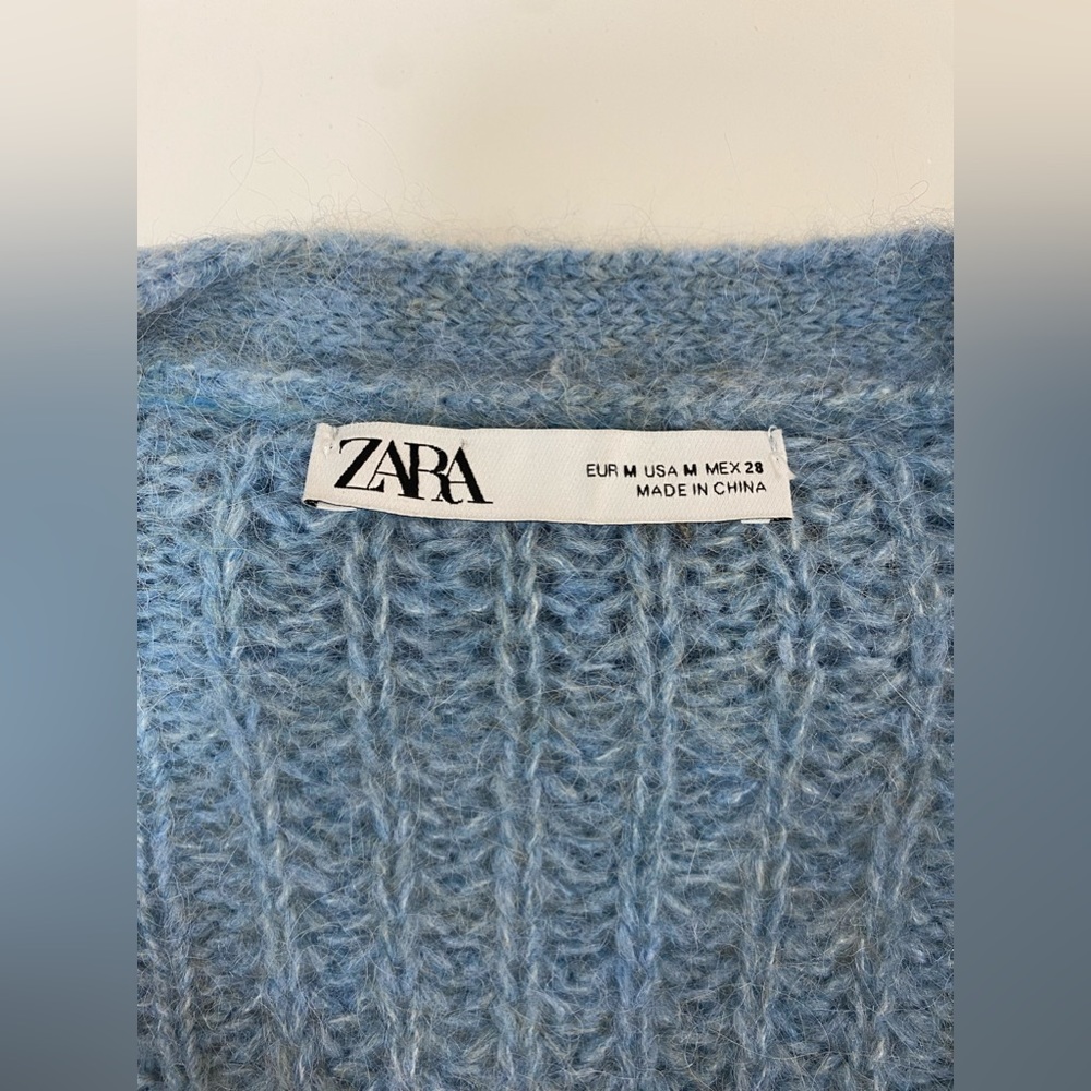 Zara Blue Ruffle Oversized Cardigan - Picture 6 of 6